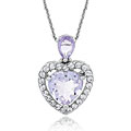 Sterling Silver CZ and Amethyst Heart Necklace