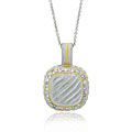 18k Gold Sterling Silver Two-tone CZ Necklace