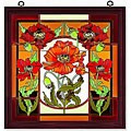 Poppies Wood-framed Suncatcher Glass Window Panel