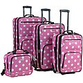 Rockland Pink Dot 4-piece Expandable Luggage Set