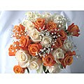 24 Fresh Cut Orange and White Roses