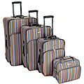 Rockland 4 -piece Stripe Expandable Luggage Set