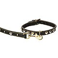 Leather Gold and Silver Heart Studded Collar Set