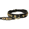 Leather Brass Dog Head Collar and Leash Set