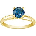 14k Gold 1/8ct TDW Blue Diamond Engagement Ring