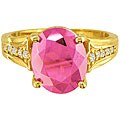 10k Yellow Gold Pink Topaz and Diamond Ring