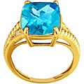 10k Yellow Gold Blue Topaz and Diamond Ring
