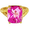 10k Yellow Gold Pink Topaz and Diamond Ring