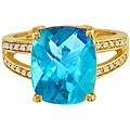10k Gold Blue Topaz and 1/8ct TDW Diamond Ring