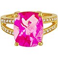 10k Gold Pink Topaz and 1/8ct TDW Diamond Ring