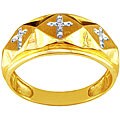 10k Yellow Gold Diamond Accent Cross Band