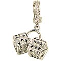 14k White Gold 7/8ct TDW Black and White Diamond 3D Dice Charm (H-I, I2)