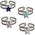 Sterling Silver Cubic Zirconia Star Toe Rings (Set of 2)