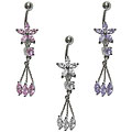 Surgical Steel CZ Flower 14-gauge Navel Ring