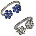Sterling Silver Crystal Flower Toe Rings (Set of 2)