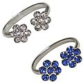 Sterling Silver Crystal Flower Toe Rings (Set of 2)
