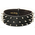 Designer 3-row Spike Studded Leather Dog Collar