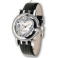 Haurex Italy Women's Big Love Leather Strap Crystal Watch