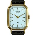Seiko Women's Black Leather Strap White Dial Watch