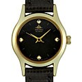 Seiko Women's Black Leather Strap Black Dial Watch
