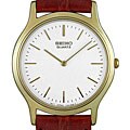 Seiko Men's Brown Leather Strap White Dial Watch