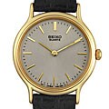 Seiko Women's Black Leather Strap Grey Dial Watch