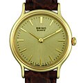 Seiko Women's Brown Leather Strap Gold Dial Watch