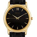 Seiko Men's Black Leather Strap Black Dial Watch