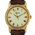 Seiko Men's Brown Leather Strap Beige Dial Watch