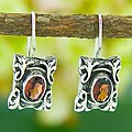 Sterling Silver Ornate Garnet Earrings (Indonesia)