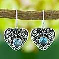 Blue Topaz Silver Heart Earrings (Indonesia)