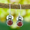 Carnelian Agate Silver Dangle Earrings (Indonesia)