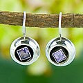 Amethyst Round Silver Earrings (Indonesia)