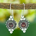 Sterling Silver Ornate Garnet Earrings (Indonesia)
