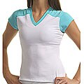 Women's V-neck Fitness Shirt with Turquoise Trim