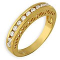 14k Yellow Gold Overlay Cubic Zirconia Gallery Band