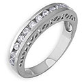 14k White Gold Overlay Cubic Zirconia Gallery Band