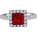 14k White Gold Garnet and 1/5ct TDW Diamond Ring