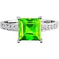 14k White Gold Peridot and 1/10ct TDW Diamond Ring