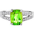 14k White Gold Peridot and 1/6ct TDW Diamond Ring
