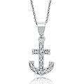 Sterling Silver Cubic Zirconia Anchor Necklace