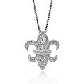Sterling Silver CZ Fleur De Lis Necklace