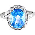 14k White Gold 2 3/4ct Blue Topaz and Diamond Ring ( H/I, I1/I2 )