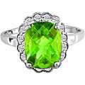 14k White Gold Peridot and 1/5ct TDW Diamond Ring