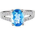 14k Gold Blue Topaz and 1/7ct TDW Diamond Ring (H/I, I1/I2)