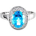 14k Gold Blue Topaz and 1/6ct TDW Diamond Ring