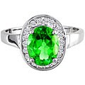 14k White Gold Peridot and 1/6ct TDW Diamond Ring