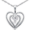 10k White Gold Diamond Accent Heart Necklace