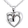 10k White Gold 1/10ct TDW Diamond Heart Necklace