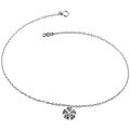 14k White Gold Diamond Accent Flower Charm Anklet